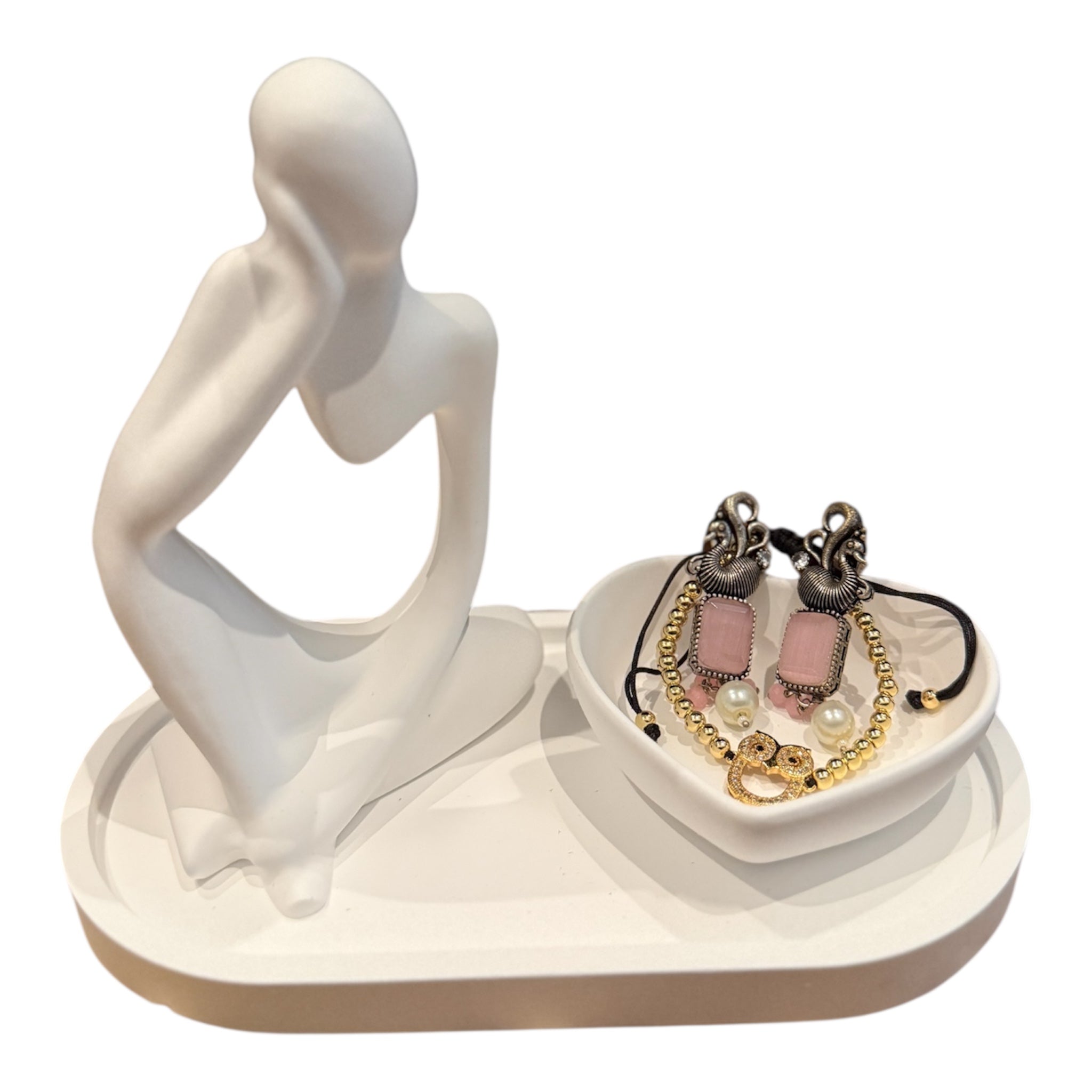 Gypsum Decorative Tray with Heart Bowl